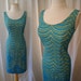 Chic 1950's designer Lilli Diamond two tone turquoise and yellow lace cocktail dress vlv bombshell - size Medium
