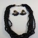 Reserved for OLGA Signed Miriam Haskell Filigree Black Glass Dangle Earrings & Necklace
