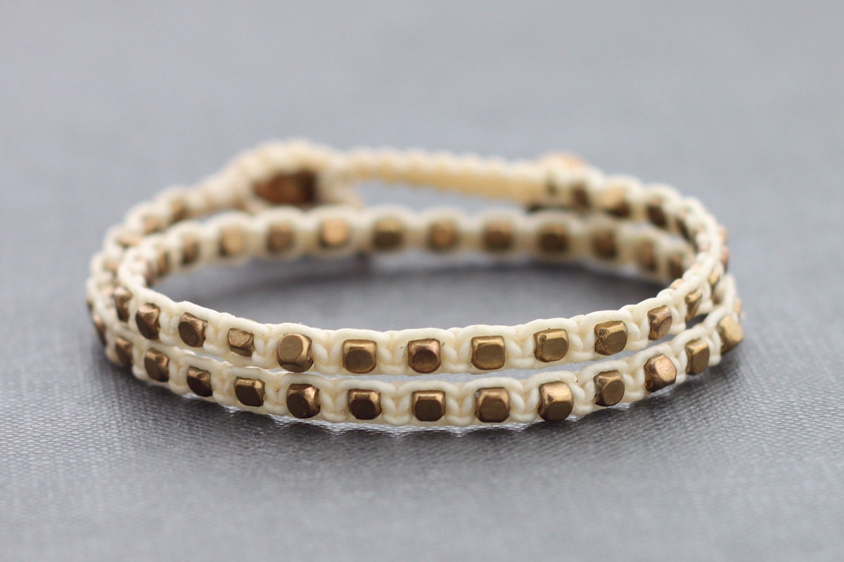 Ivory Brass Double Wrap Bracelet