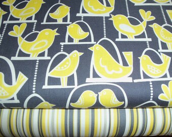 MIchael MIller Bird Swing and Stripe in Citron fat quarter yard each