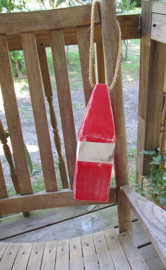 Reclaimed Distressed 12 Wood Buoy. Nautical Decor.