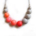 Polymer Clay Bubble Necklace in Coral Red and Grey AND Matching earrings
