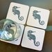 Seahorse Letterpress coasters // set of 4