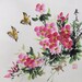 Original painting oriental art chinese art-tea flower with two birds