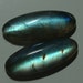 Labradorite Smooth Oval Cabochon, One Pair, 25x10mm, AAA, Amazing Flashing Fiery Blue Green - S1-5