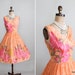 Vintage 1950s Dress : 50s Peach Floral Sundress