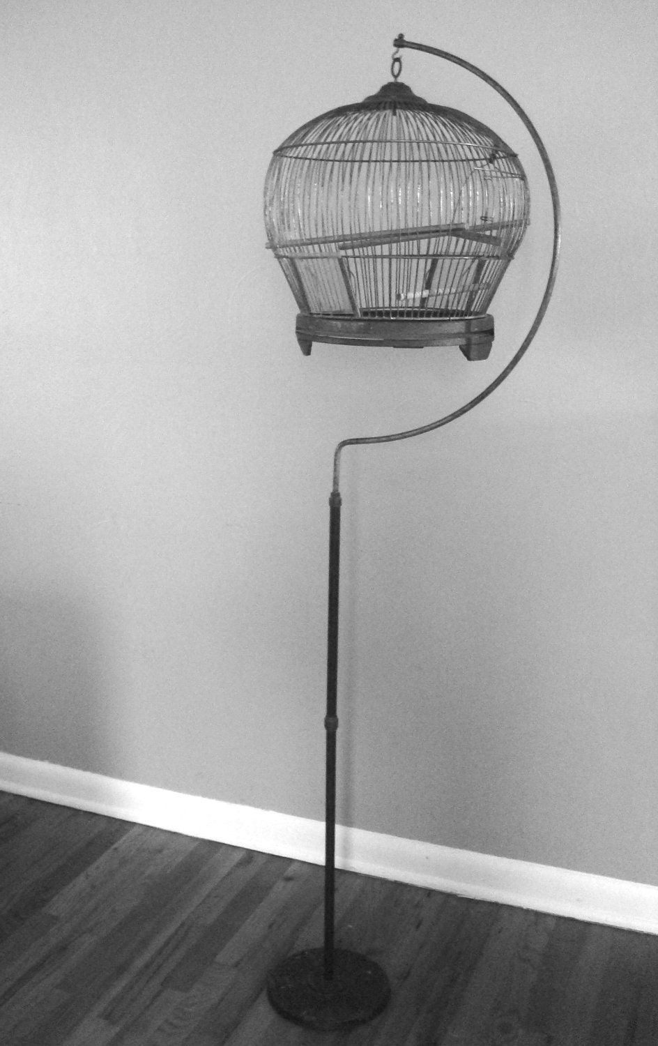 Antique Brass Art Deco Bird Cage and Stand 1924 Leon Company