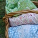 Baby Quilt in Green and Blue with Scalloped Edges, Ready to Ship