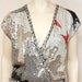 Vintage Silver Sequin Short Sleeve Blouse