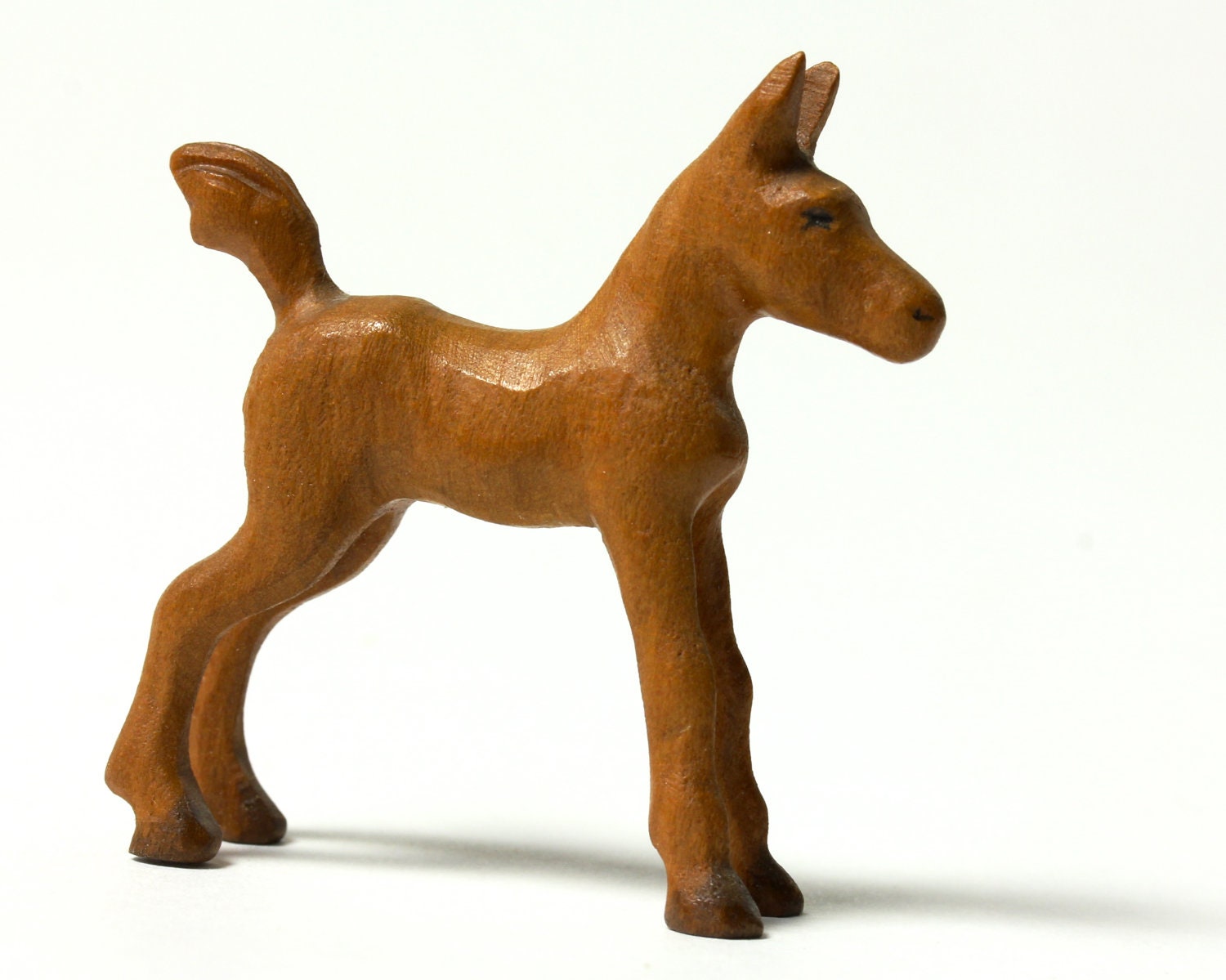 Hand Carved Wooden Horse Figurine Vintage Art