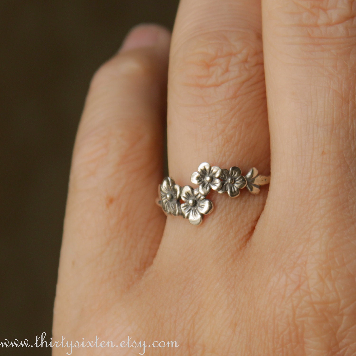 Cherry Blossom Ring Flower Ring Sterling Silver jewelry