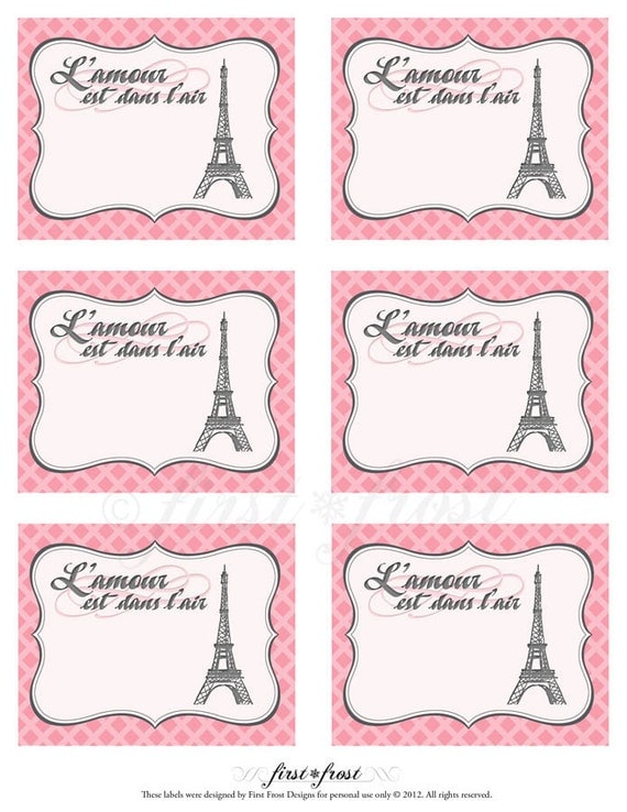 party themed photo booth paris Eiffel Printable Favor Tower French Paris Themed Tags/Cards