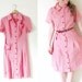SALE // vintage 1960s dress // gingham plaid // red and white // shirt dress // size medium m
