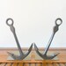 vintage nautical brass anchor bookends - library - gold toned - sea