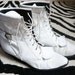 Vtg. 80s white leather western roper boots SIZE 8