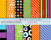Trick or Treat Monsters Cute Digital Papers for Card Design, Scrapbooking, and Web Design Il_170x135