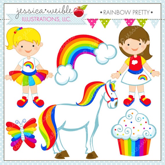 Rainbow Pretty Cute Digital Clipart for Commercial or Personal