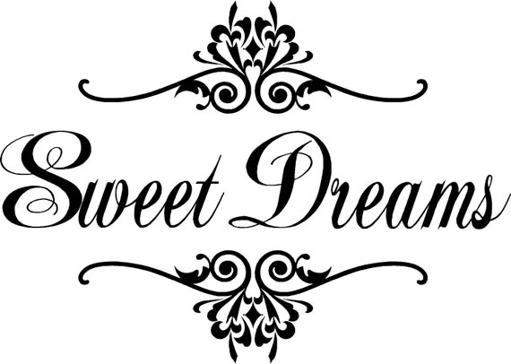 Sweet Dreams w Damask Scrolls Vinyl Wall Decal by landbgraphics