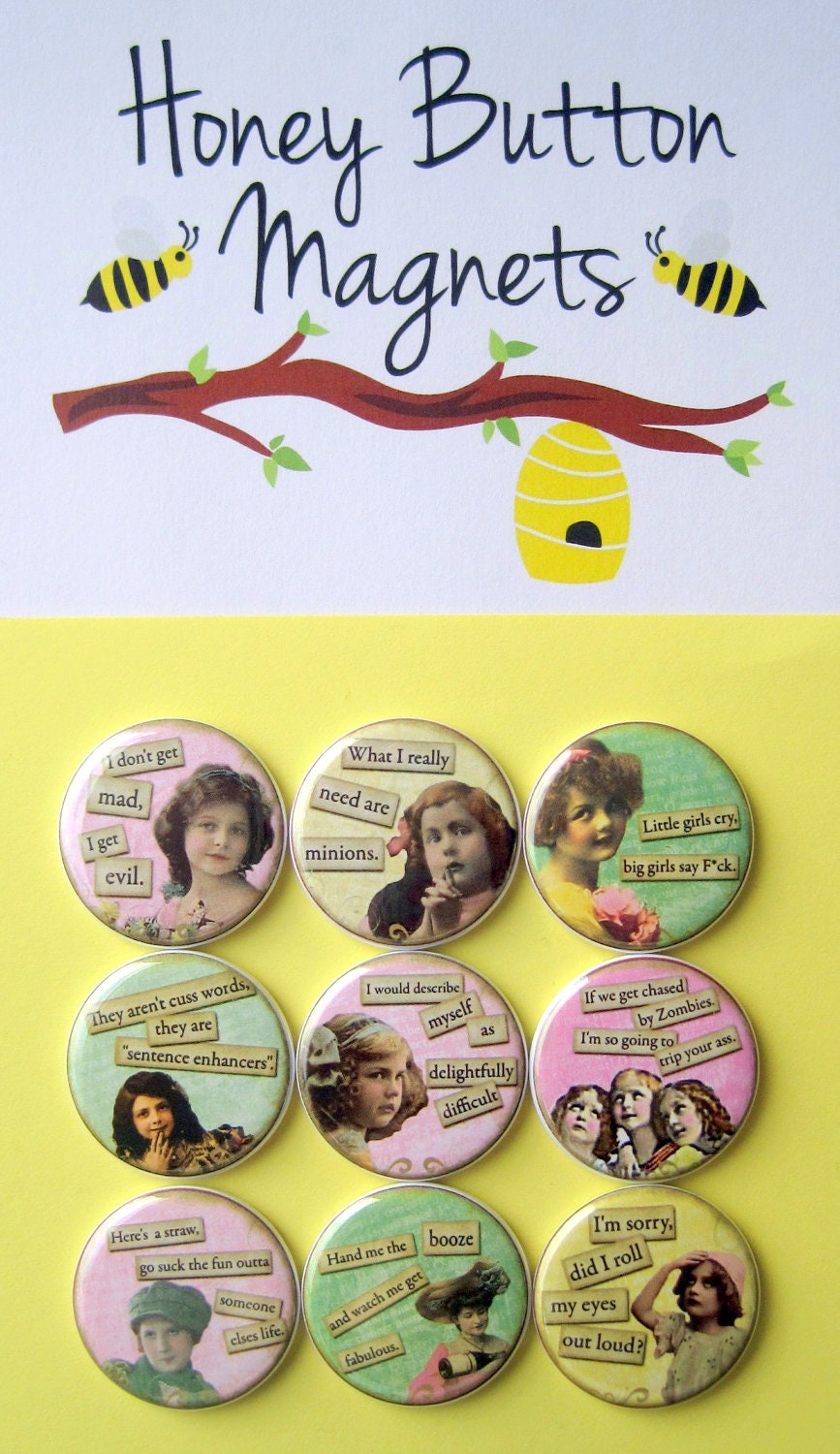 Funny Girls Set of Nine 1.25 by