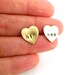 Hip Hop Earrings, Golden Brass Heart Post Earrings, Modern Conversation, Handmade Jewelry