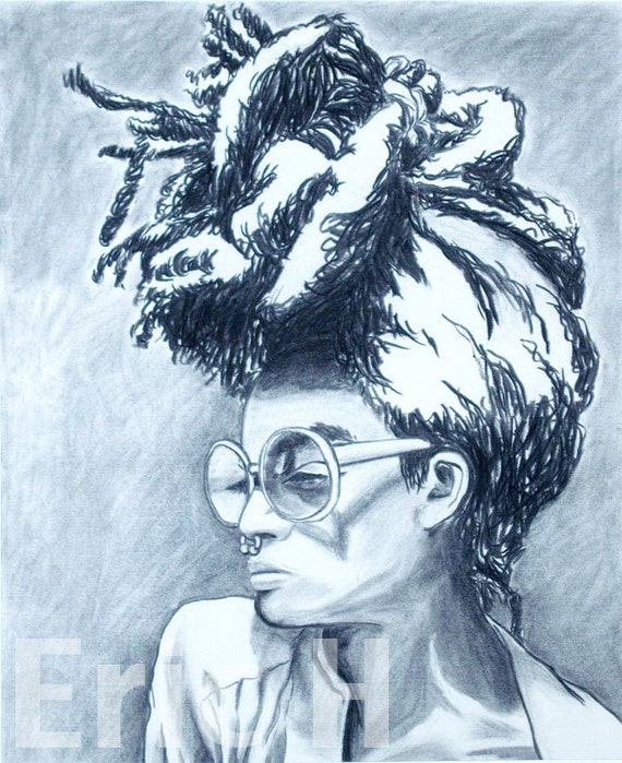 Items similar to Dreadlocks Portrait 11/14 drawing on Etsy