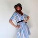 RESERVED for Chrissie- 1960s Purple Blue Green Stripes Print Day Dress. Boho. Hipster. Mod. Fall Fashion. Spring Fashion. Size Large