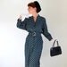 Sale - Vintage 1980s Does 50s Polka Dots Dress. Dark Olive Green. Mad Men Fashion. Office Fashion. Summer. Fall Fashion. Size Large