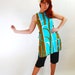 CLEARANCE-1960s Mod Short Shift Dress. Olive Green Aqua Blue. Top. Tiki Party
