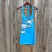 Upcycled Tshirt - Sharks Smock Tunic Tank in Bright Turquoise - Womens Upcycled Clothing - One Size Fits Most