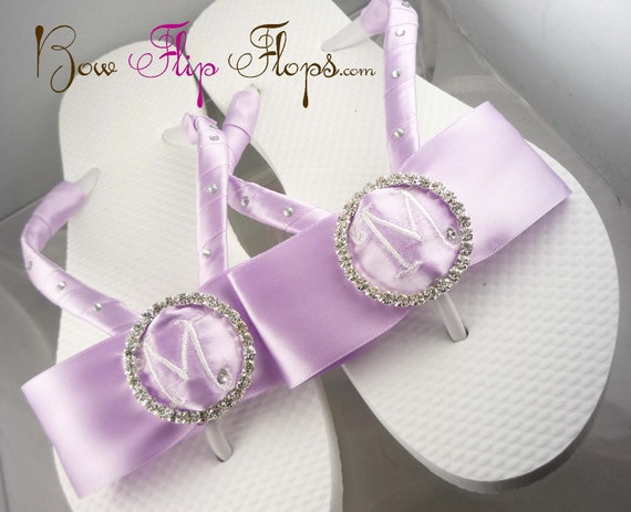 Bridal Flip Flops Wedding Flip Flops Ivory Wedge White Ribbon Bow ...