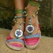 TRIBAL LOTUS BAREFOOT sandals beach wedding purple green slave anklet hippie yoga dance foot jewelry bohemian shoes made to order