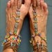 RAINBOW Flower BAREFOOT SANDALS brown colorful Barefoot Shoes Crochet Foot jewelry gypsy hippie slave anklet Beach Wedding