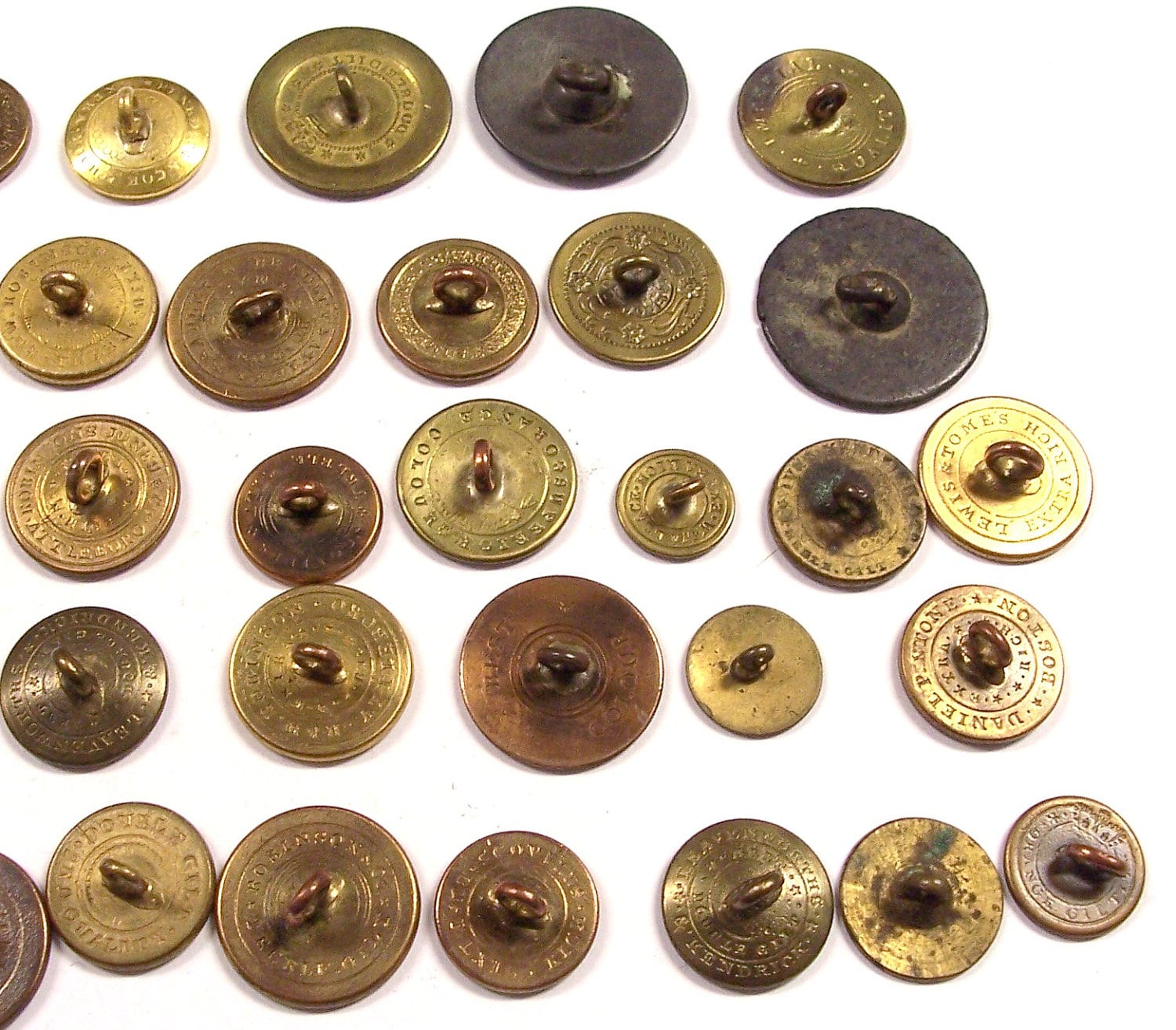 VINTAGE Gilt BUTTONS Antique 1800s Metal Buttons Brass Treble