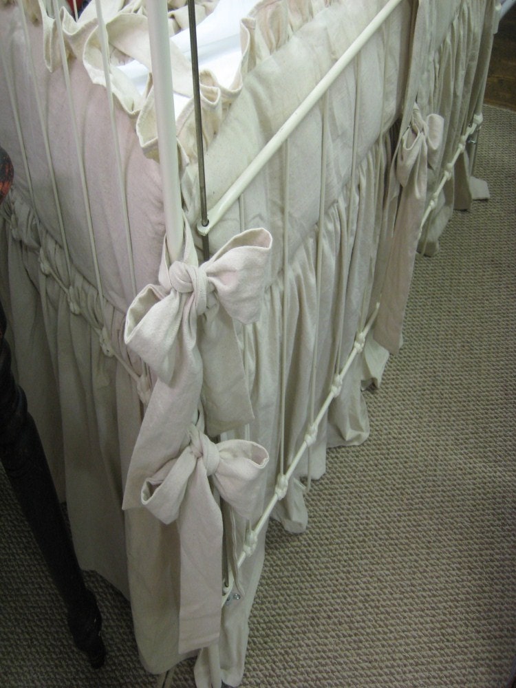 Classic Ruffled Crib BeddingNatural Washed Cotton