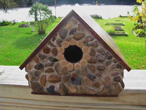 River Stone Mosaic Decorative Birdhouse