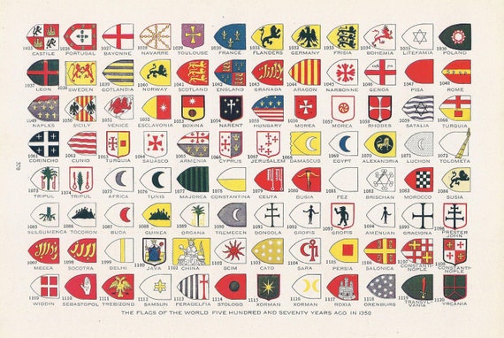 Flags of the Middle Ages Vintage Illustration Medieval