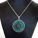 Large Teal Vintage Button Pendant Necklace