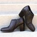 1990s Ankle Boots / 90s BLACK Chunky Heel Side Zip Booties / 7 7.5M
