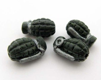 4 Tiny Grenade Beads