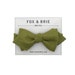 Olive Linen Pointed Bow Tie