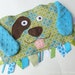 Ribbon Tag PUPPY DOG Blankie in Turquoise and Green Plaid Argyle Flannel and Minky Blanket Lovey Lovie Baby Gift
