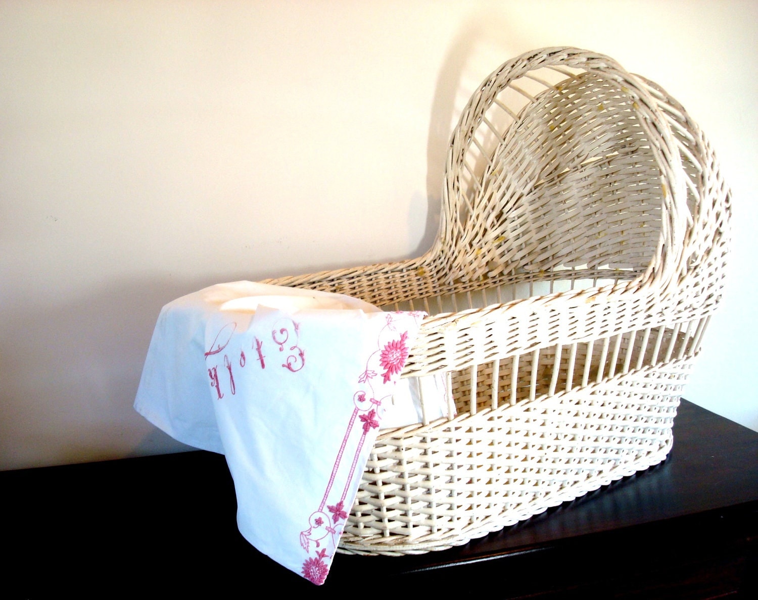 antique wicker doll bassinet