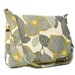 Crossbody Messenger Bag for Women, Fabric Purse Gray and Yellow, Amy Butler Optic Blossom Bag, Cotton Pocketbook, Cross Body Bag, Handbag