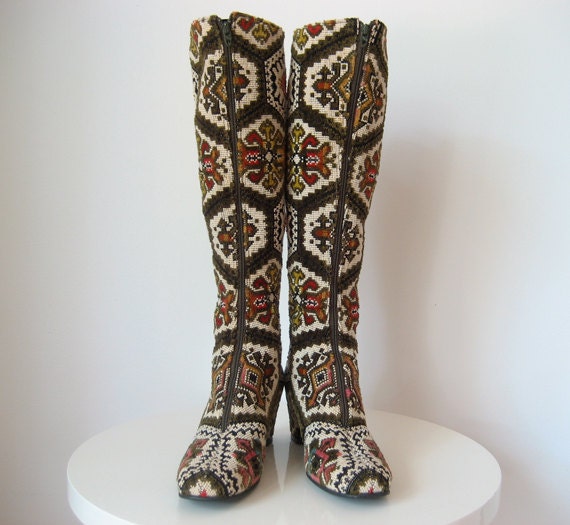 1960's needlepoint boots