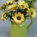 Paper Flower Yellow Daisy Paper Flower arrangement in lime green ceramic Pitcher Perfect gift 1 anniversary