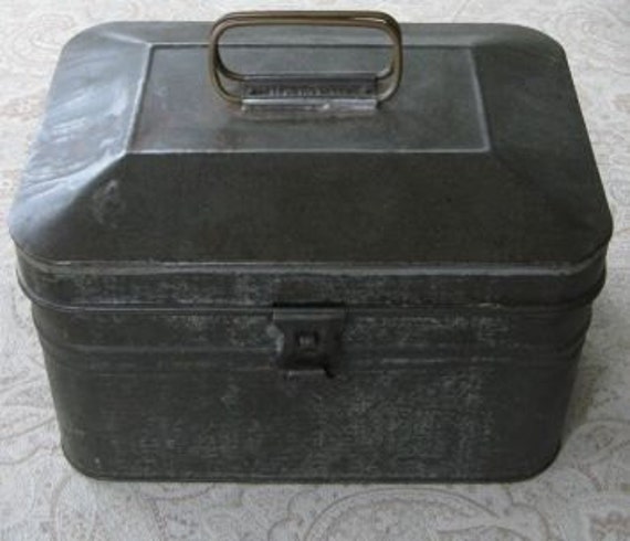 Vintage Tin Lunch Box With Insert Rare Champion Lunch Pail