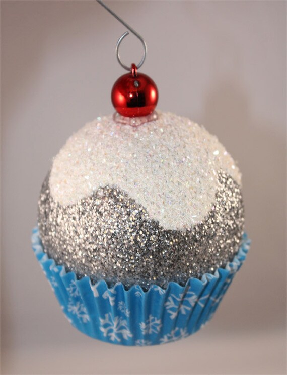 blue snowflake cupcake christmas ornaments cherry glitter blue snowflake cupcake christmas ornaments cherry glitter