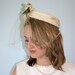 1950's Hat / Vintage IVORY White Pillbox Hat / Full Veil / WEDDING / Millinery Rose
