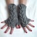 Wrist Warmers Light Grey Fingerless Gloves Cabled and Soft
