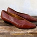 Vintage Woven Brown Leather Heeled Ballet Shoes Ladies Size 9